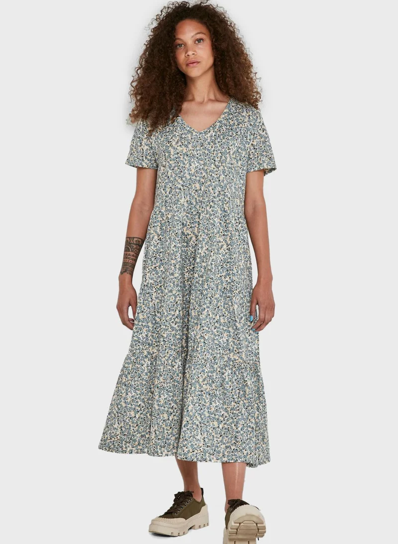 NOISY MAY V-Neck Midi Tier Dress