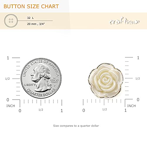 Craftisum Pearly Bloom Rose Electroplated PVC Base Sewing Shank Buttons 20 Pcs - 20mm, 3/4" - Image 2