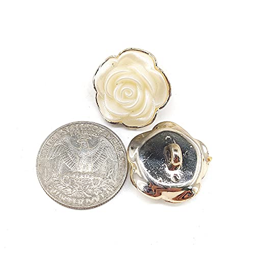 Craftisum Pearly Bloom Rose Electroplated PVC Base Sewing Shank Buttons 20 Pcs - 20mm, 3/4" - Image 4