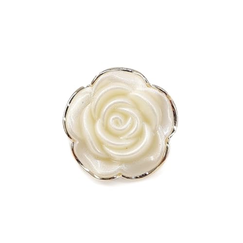 Craftisum Pearly Bloom Rose Electroplated PVC Base Sewing Shank Buttons 20 Pcs - 20mm, 3/4" - Image 1