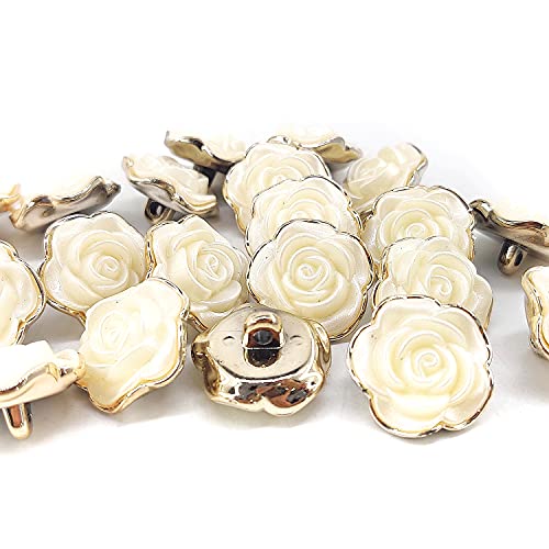 Craftisum Pearly Bloom Rose Electroplated PVC Base Sewing Shank Buttons 20 Pcs - 20mm, 3/4" - Image 5