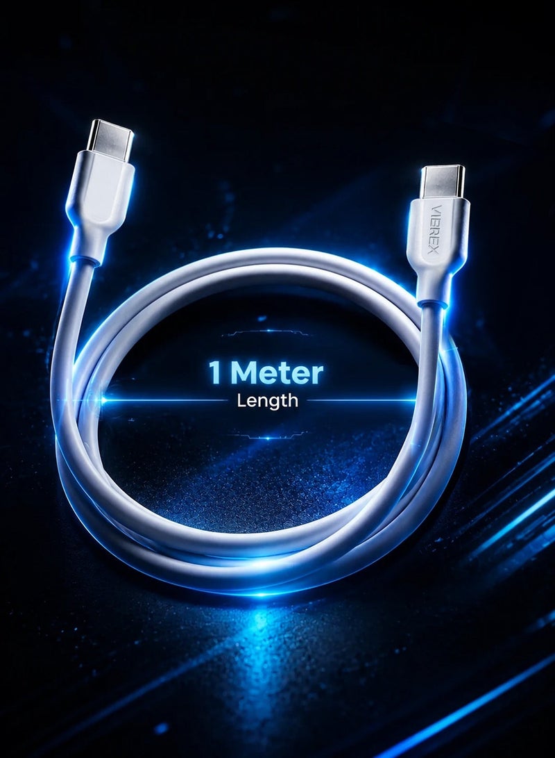 Vierex VC-3 Type-C to Type-C Fast Charging Data Cable 60W Power Delivery USB C Charger Cable, 1M - Image 1