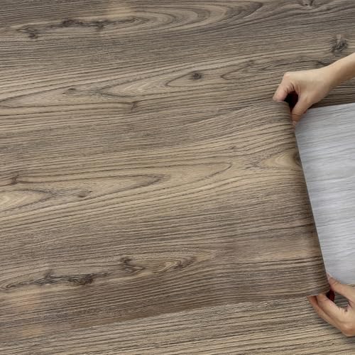 Lareko Peel and Stick Floor Tile 197 Length 12 Width Roll Dark Brown SelfAdhesive Vinyl Flooring Waterproof Wide Wood Plank for Easy Installation Bedroom Kitchen 16 SqFt - Image 1