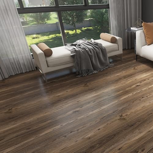 Lareko Peel and Stick Floor Tile 197 Length 12 Width Roll Dark Brown SelfAdhesive Vinyl Flooring Waterproof Wide Wood Plank for Easy Installation Bedroom Kitchen 16 SqFt - Image 3