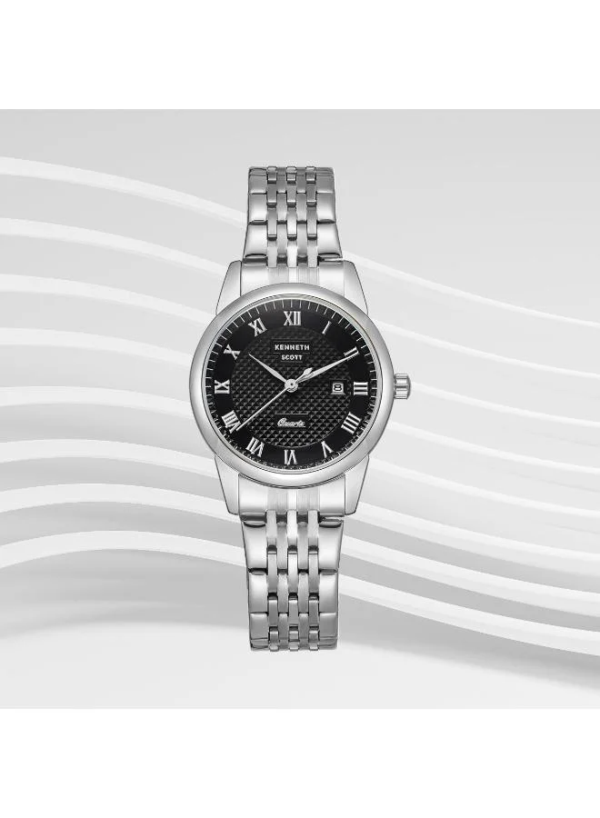 Kenneth Scott Black Women's Stainless Steel Analog Watch K23530-SBSB - 32x40 mm for Women | Best Price UAE