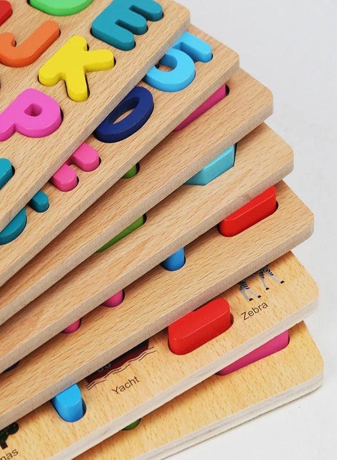 ATHA Montessori Kids Educational Wooden Toys ABC Puzzle Board 3D Number Alphabet Block Puzzle (Pack of 1) - Image 4