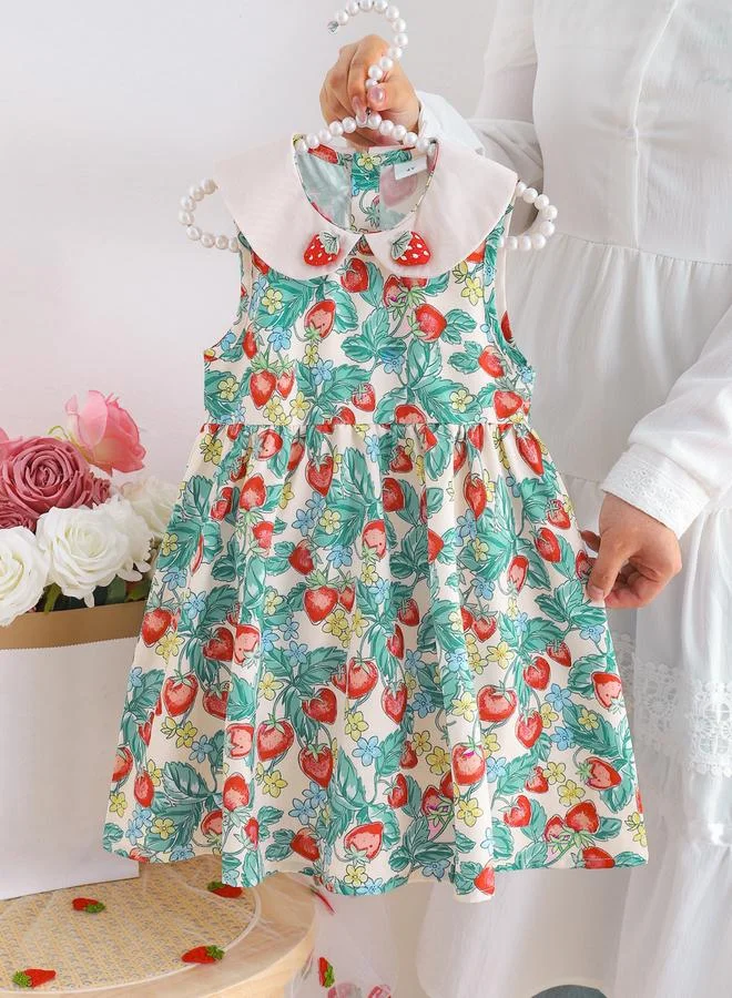 Take Two Girls Strawberry Print Sleeveless Dress