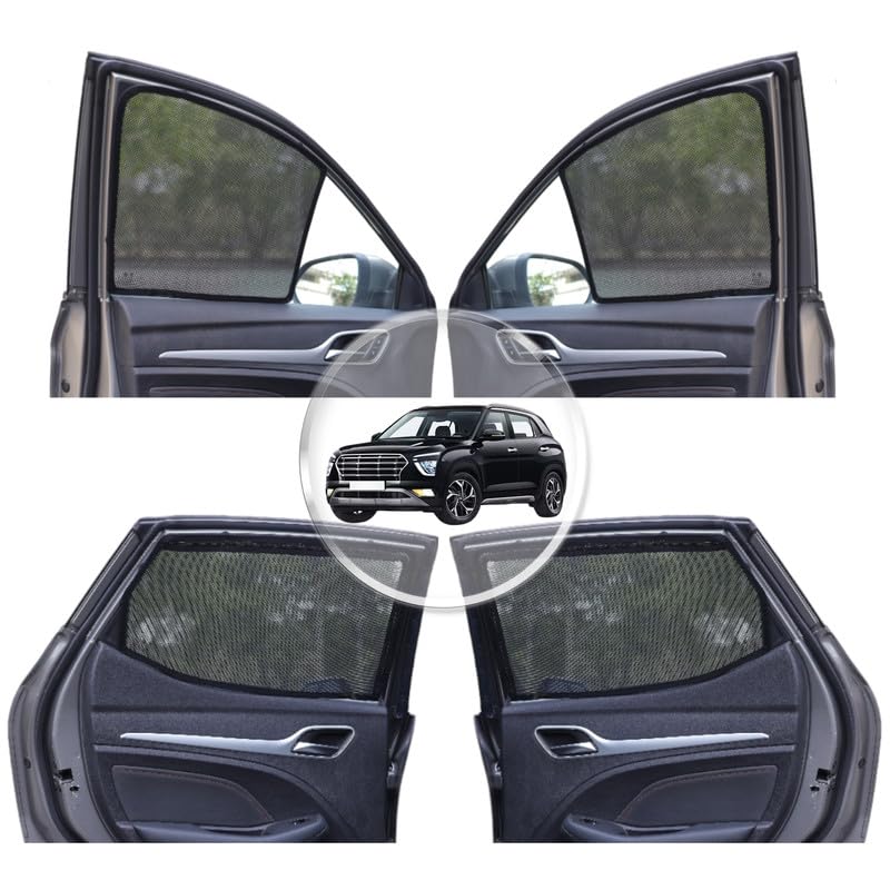 NEODRIFT 'NeoShade' Magnetic Car Sunshades for Hyundai Creta – Set of 4 (Front + Rear Windows) | UV Protection, Magnetic Grip, Rear Zipper Shades, Privacy & Heat Control - Image 1