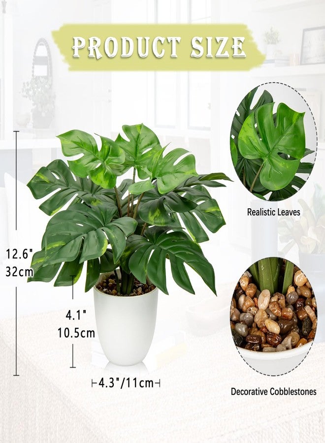 Hollyone Artificial Monstera Plant Faux Monstera Deliciosa Plant Potted Fake Tropical Plants in Pot for Indoor Outdoor Home Desk Office Garden Farmhouse Decoration - Image 2