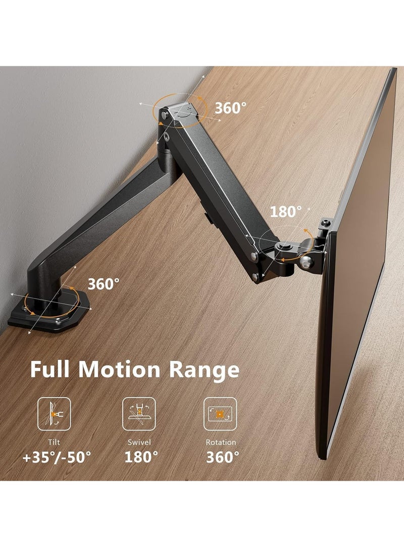 TIGER Single Monitor Mount – Gas Spring Monitor Arm with Full Motion, Adjustable VESA Bracket, Fits 17 to 27 Inch Monitors, Holds up to 14.3 lbs – Ergonomic Desk Mount for Home & Office Use  - Image 3