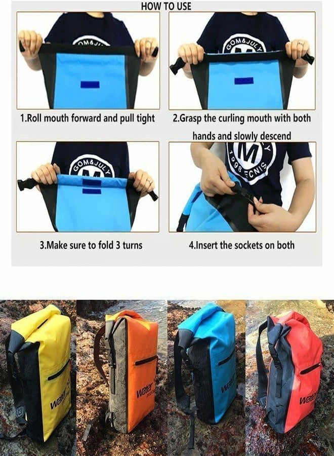 GLOWICK Waterproof Roll-top Backpack for Outdoor Activities Floating Water-Proof Bag for Boating and Beach Waterproof Hiking Backpack Dry Bag 25L Dry Sack Bag Folding Dry Back-Pack (1Pcs) - Image 4