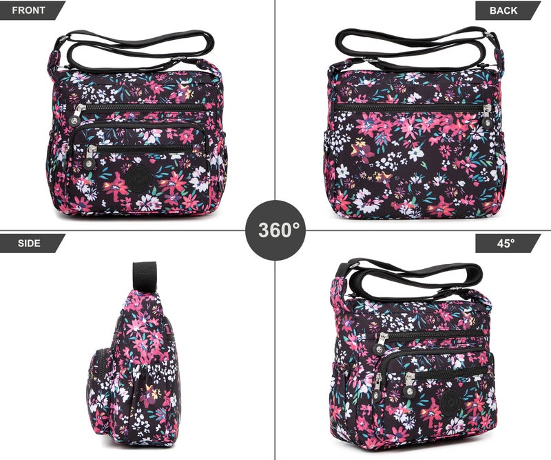 Pealwel Women Shoulder Handbag Roomy Multiple Pockets Bag Ladies Crossbody Purse Tote Top Handle Satchel(Spring Flower) - Image 3