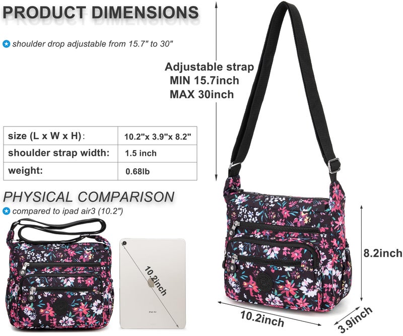 Pealwel Women Shoulder Handbag Roomy Multiple Pockets Bag Ladies Crossbody Purse Tote Top Handle Satchel(Spring Flower) - Image 5