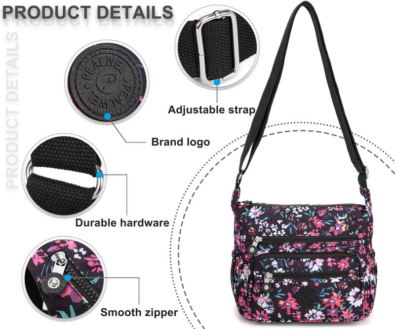 Pealwel Women Shoulder Handbag Roomy Multiple Pockets Bag Ladies Crossbody Purse Tote Top Handle Satchel(Spring Flower) - Image 4