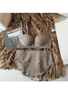 Seamless Push-Up Bralette Set for Small Bust Brown suit
