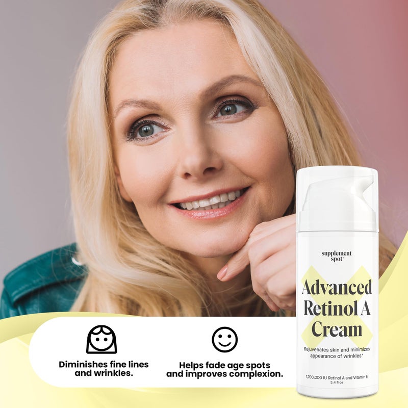 Supplement Spot Advanced Retinol A Cream - Moisturizer w/Vitamin E, Coconut & Almond Oil- Retinol Daily Anti-Aging Cream for Face â€“ for Smoother Looking Skin (3.4 oz) - Image 4