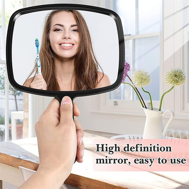 3 Pieces Hand Mirror Handheld Cosmetic Mirror With Handle, Makeup Hand Mirror Hairdressers Paddle Mirror Portable Vanity Mirror For Travel, Home And Salon Use (Random Color) - Image 3