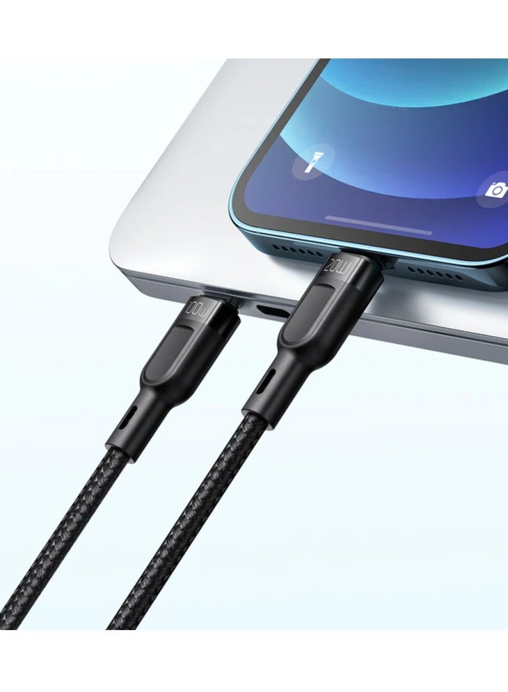2 in 1 Cable , Type C to Type C & Lightning CA-878, PD Fast Charging up to 100W Support 5A/3A, Charge 2 Devices at the Same Time with LED Indicator - Robust Zinc Alloy and Nylon Braided Wire Design, Safe Long Data Transfers and Long-lasting Performance