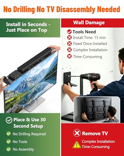 CUISIBOT Soundbar Mount No Drilling Steel TV Top Shelf Fits Most of Sound Bars Up to 15 Lbs Universal Sound Bar TV Mount Bracket Sound Bar Stand Compatible with Samsung Sony LGBose 338x47inch - Image 3