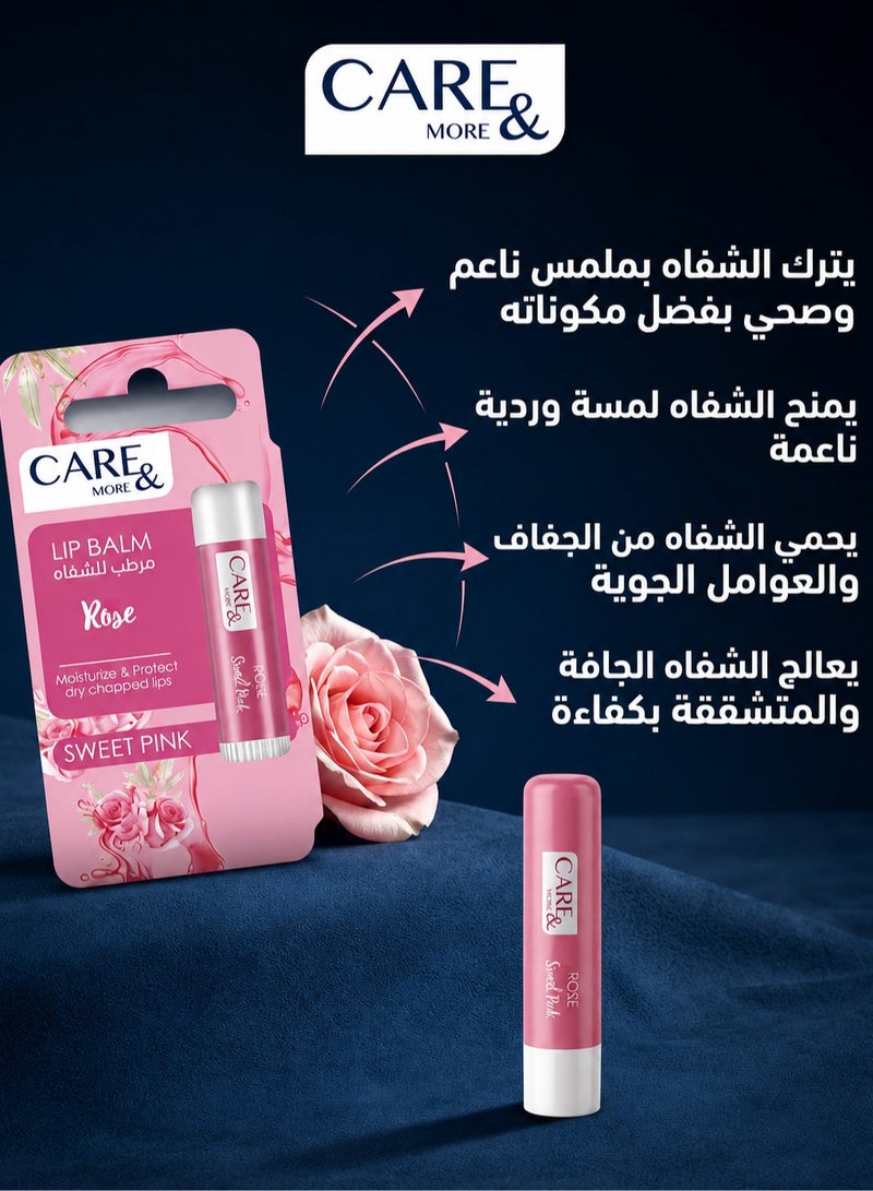 كير & مور عرض 4 وحدات مرطب شفاه برائحة الورود من كير آند مور - 4 جرام للوحدة - Image 2