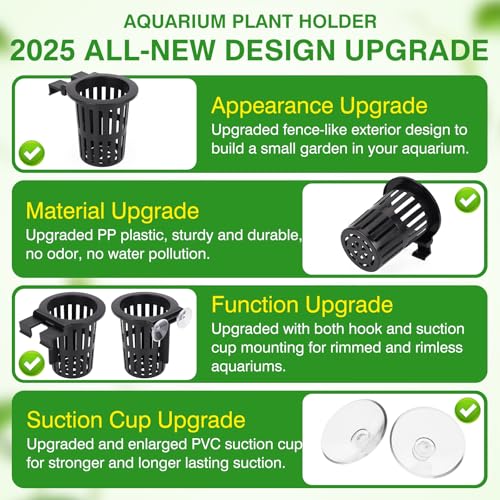 Borlech 2025 New Upgraded Large Aquarium Plant Holder with 1.57-inch Extension Hooks and Suction Cups for Fish Tank Aquaponic Plant Cultivation and Aquascape Accessories Decorations (4 PCS) - Image 5