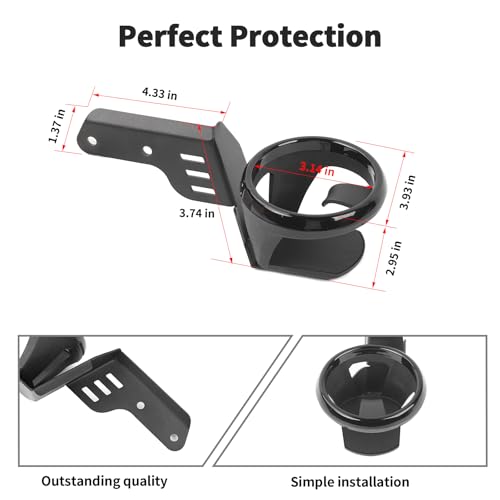 JWWY for Bronco Front Door Cup Holder Drink Holder on Driver's Left Side Beverage Rack for 2021-2025+ Ford Bronco Interior Accessories Alloy Black - Image 5