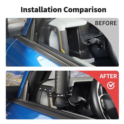 JWWY for Bronco Front Door Cup Holder Drink Holder on Driver's Left Side Beverage Rack for 2021-2025+ Ford Bronco Interior Accessories Alloy Black - Image 2
