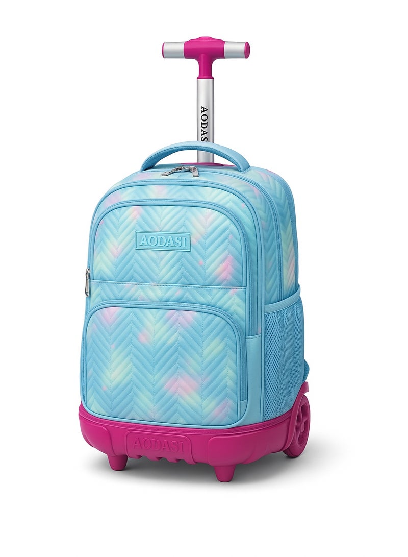 AODASI Trolley School Bag for Students – 18-Inch Multi-Functional Backpack with Wheels – Travel-Friendly Rolling School Bag for Boys & Girls - Image 1