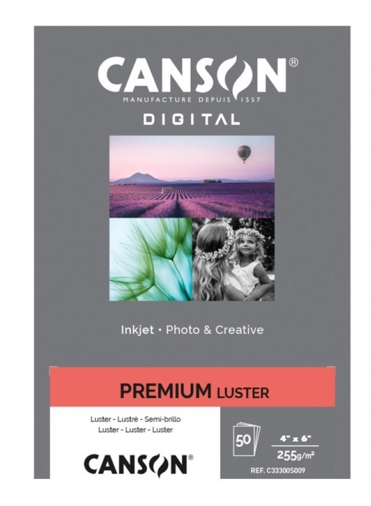 CANSON Digital Premium Lustre 50 Sheets 4X6 Inch - Image 1