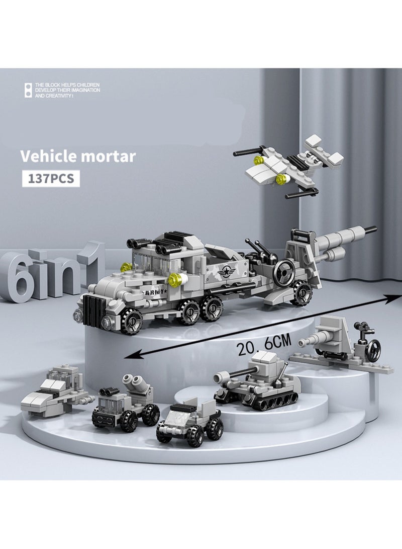 Mini 6-In-1 Vehicle-Mounted Machine Gun 137 Particle Assembly Set Toy, Building Block Assembly Game, Best Learning And Role-Playing, Suitable As A Gift For Boys And Girls Over 6 Years Old  - Image 2