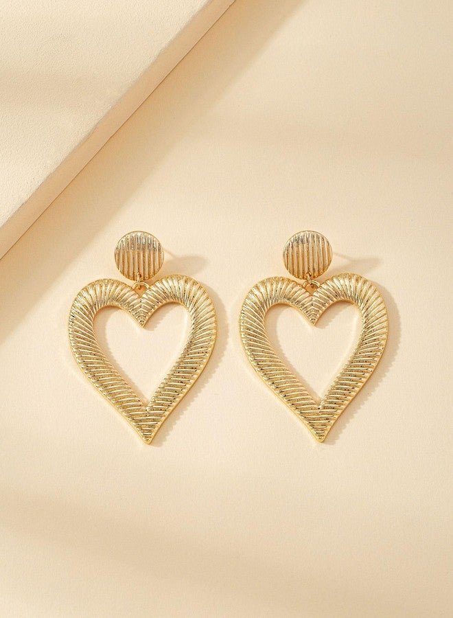 CSIYANJRY99 Chunky Gold Heart Earrings for Women Vintage Red Crystal Pearl Heart Hoop Earrings Love Heart Statement Dangle Drop Earrings (Heart Hoop) - Image 5