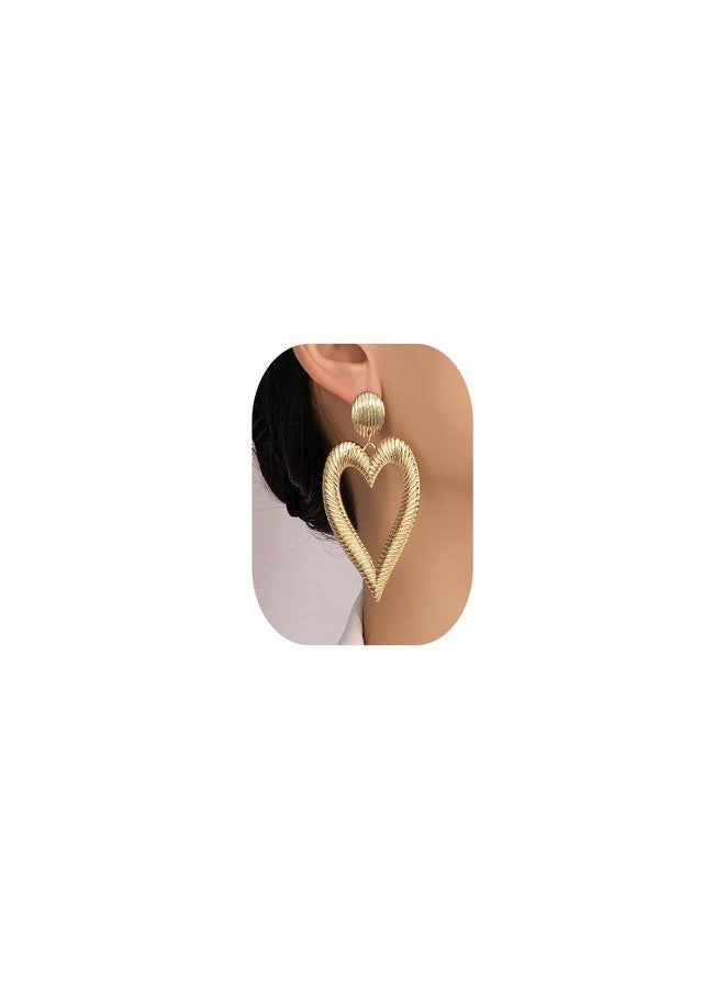 CSIYANJRY99 Chunky Gold Heart Earrings for Women Vintage Red Crystal Pearl Heart Hoop Earrings Love Heart Statement Dangle Drop Earrings (Heart Hoop) - Image 1