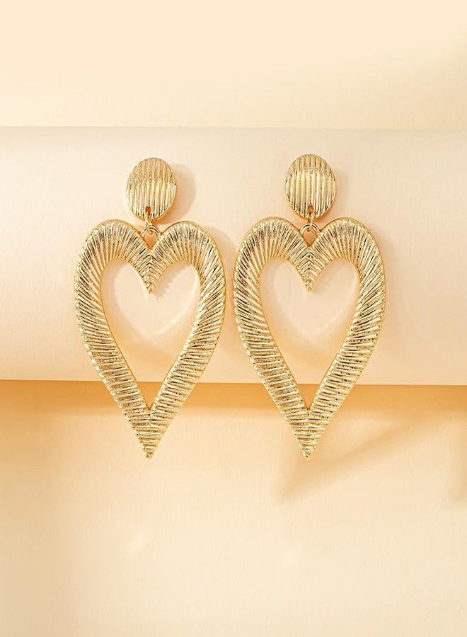 CSIYANJRY99 Chunky Gold Heart Earrings for Women Vintage Red Crystal Pearl Heart Hoop Earrings Love Heart Statement Dangle Drop Earrings (Heart Hoop) - Image 3