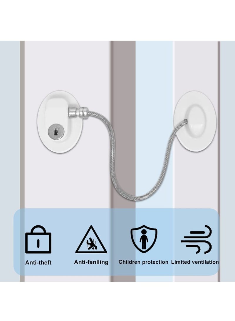 SOLARAE Window Locks Child Safety Self Adhesive Baby Window Restrictors for UPVC No Drilling Window Safety Locks with Key Cable Lock Pet Window Restrictor Kids Refrigerator Lock for Childproof 1 Pack - Image 2