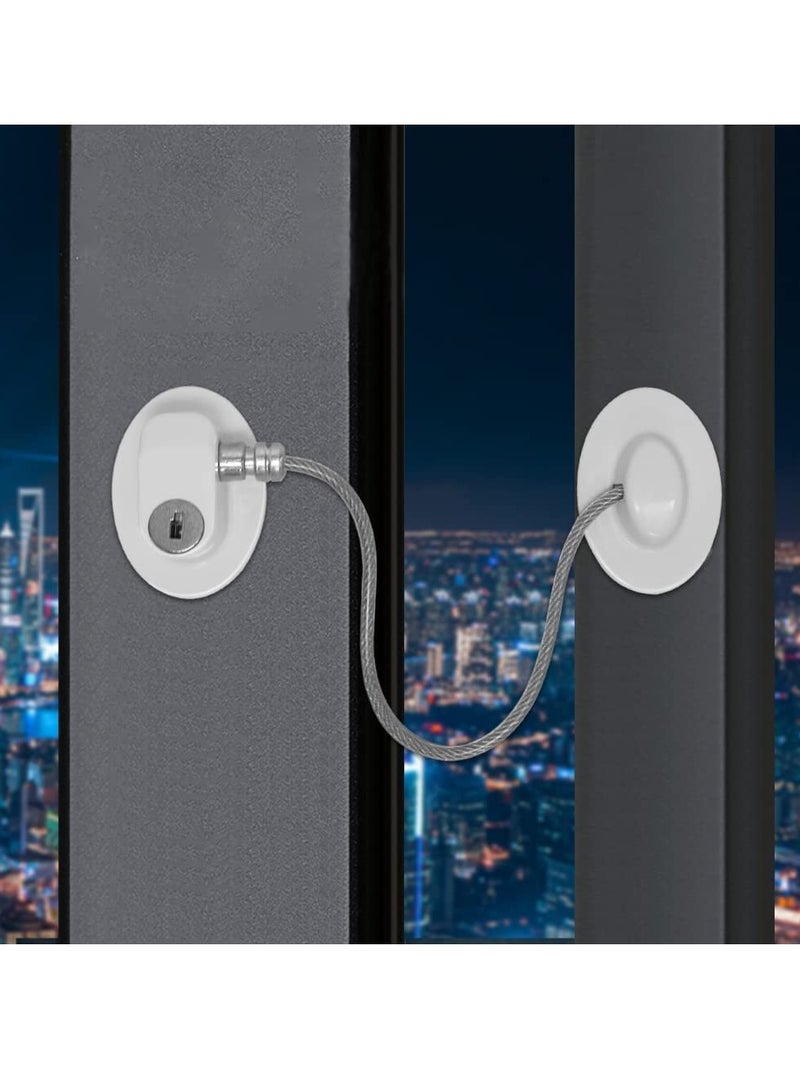SOLARAE Window Locks Child Safety Self Adhesive Baby Window Restrictors for UPVC No Drilling Window Safety Locks with Key Cable Lock Pet Window Restrictor Kids Refrigerator Lock for Childproof 1 Pack - Image 1