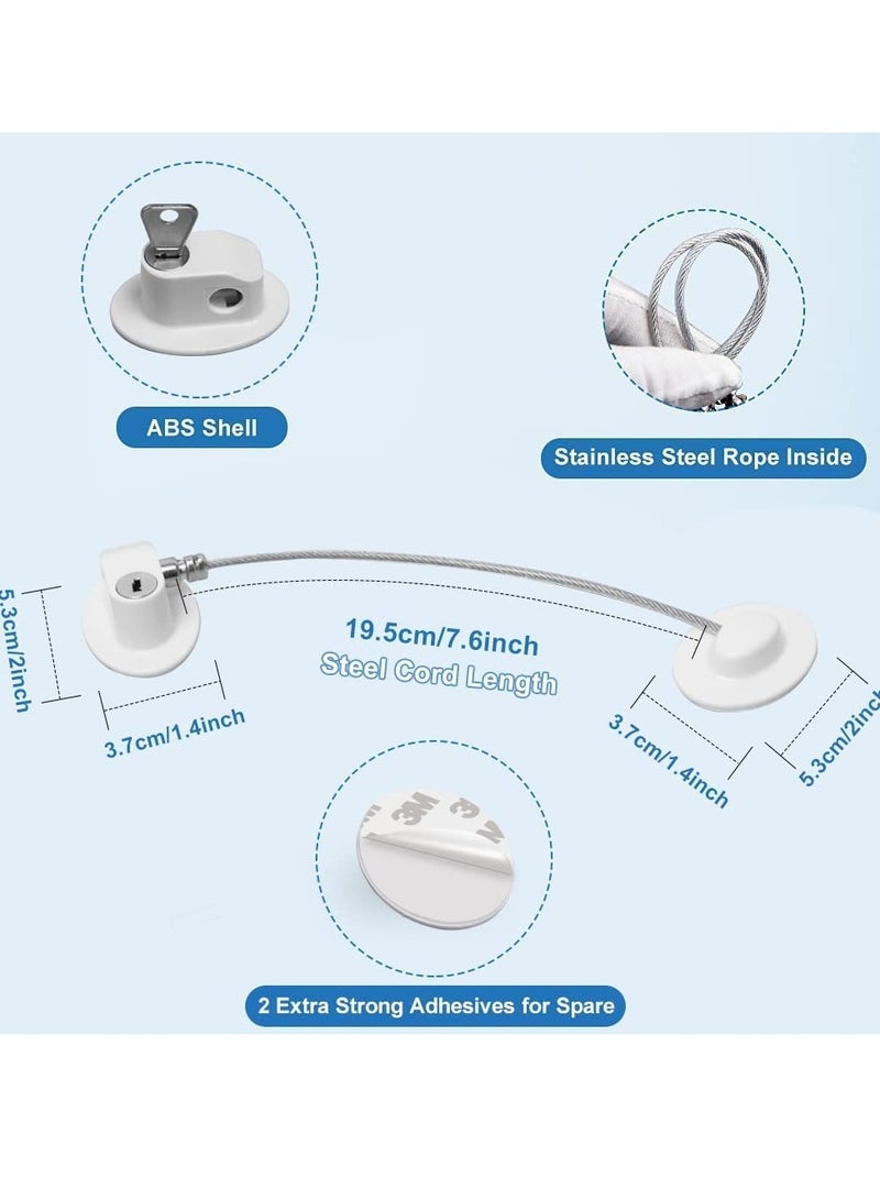 SOLARAE Window Locks Child Safety Self Adhesive Baby Window Restrictors for UPVC No Drilling Window Safety Locks with Key Cable Lock Pet Window Restrictor Kids Refrigerator Lock for Childproof 1 Pack - Image 4