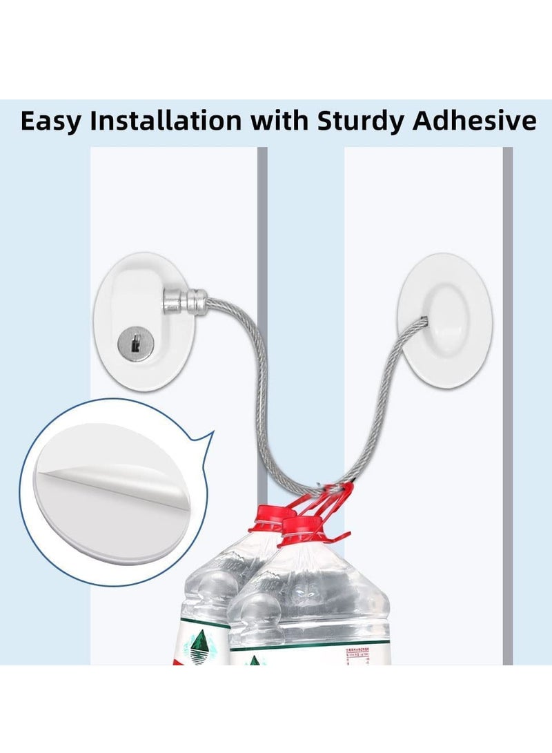 SOLARAE Window Locks Child Safety Self Adhesive Baby Window Restrictors for UPVC No Drilling Window Safety Locks with Key Cable Lock Pet Window Restrictor Kids Refrigerator Lock for Childproof 1 Pack - Image 3