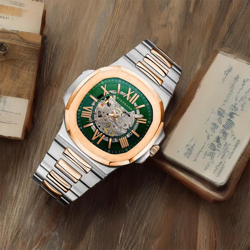 Giordano Dual-Tone Skeleton Automatic Stainless Steel Watch for Men with Luxurious Gold Accent Case - Gz-50114 - Image 4