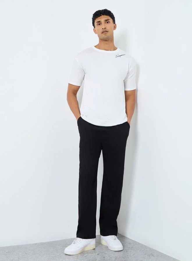 تايك تو Take Two Solid Relaxed Fit Pants with Drawstring