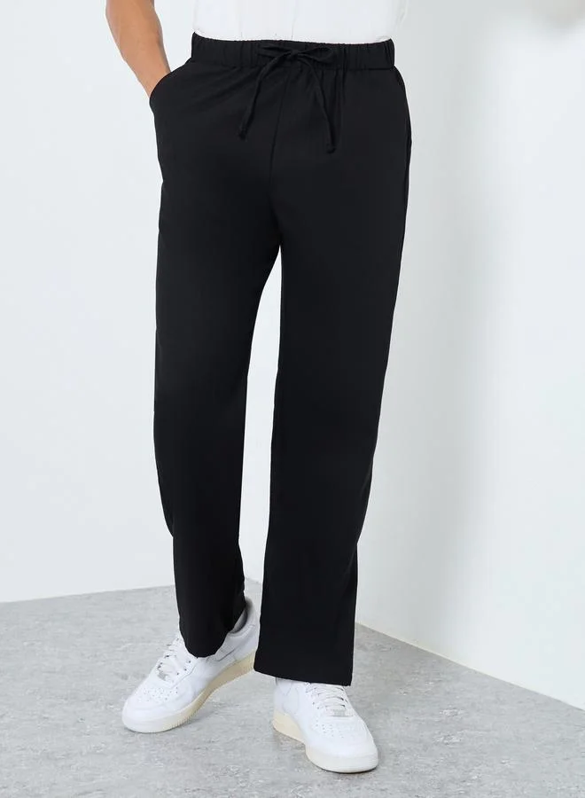 تايك تو Take Two Solid Relaxed Fit Pants with Drawstring