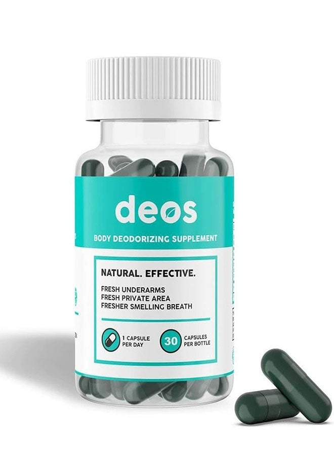 ديوس مكمل إزالة الرائحة للجسم 30 كبسولة لكل زجاجة ، الجسم السحر إزالة رائحة الجسم بشكل طبيعي طازجة طازجة تحت الذراعين والجسم ، رائحة التنفس الطازجة ، المكملات الغذائية - Image 1