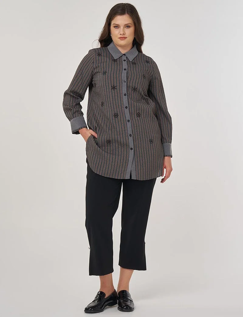 كايرا تونيك فسكوز مطرز بلون أحمر آجري