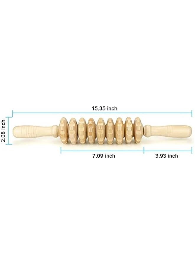 Wood Massage Roller Stick, Cellulite Muscle Roller Stick for Athletes, Trigger Point Manual Massage Stick for Sore Muscle Pain Relief & Recovery, Tightness, Soothing Cramp, (1 PCS, White) - Image 3