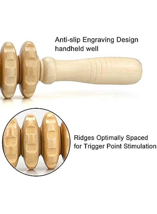 Wood Massage Roller Stick, Cellulite Muscle Roller Stick for Athletes, Trigger Point Manual Massage Stick for Sore Muscle Pain Relief & Recovery, Tightness, Soothing Cramp, (1 PCS, White) - Image 2