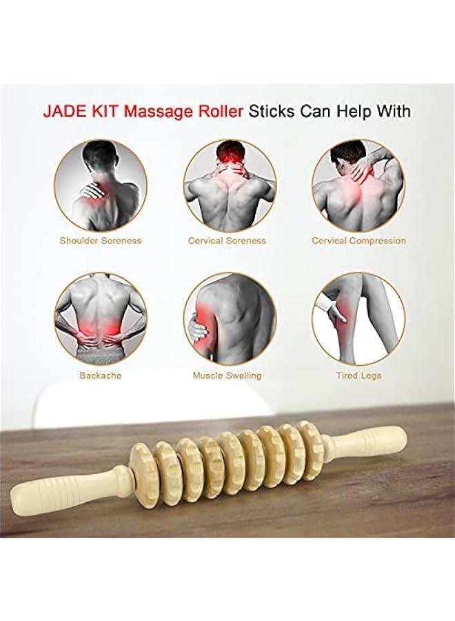 Wood Massage Roller Stick, Cellulite Muscle Roller Stick for Athletes, Trigger Point Manual Massage Stick for Sore Muscle Pain Relief & Recovery, Tightness, Soothing Cramp, (1 PCS, White) - Image 4