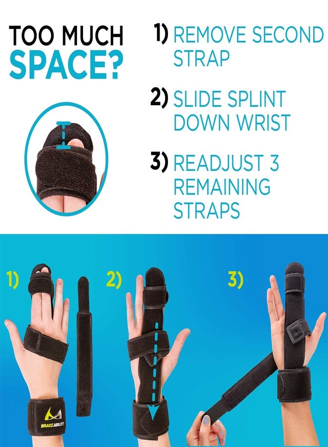 BraceAbility Two Finger Immobilizer - Hand and Buddy Splint Cast for Broken Joints, Mallet or Trigger Finger Extension, Sprains and Contractures to Straighten Middle, Index and Pinky Knuckles (S) - Image 4