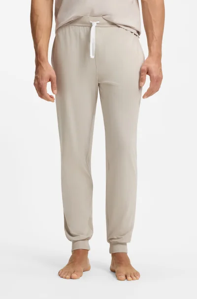 BOSS Stretch-cotton tracksuit bottoms with embroidered logo