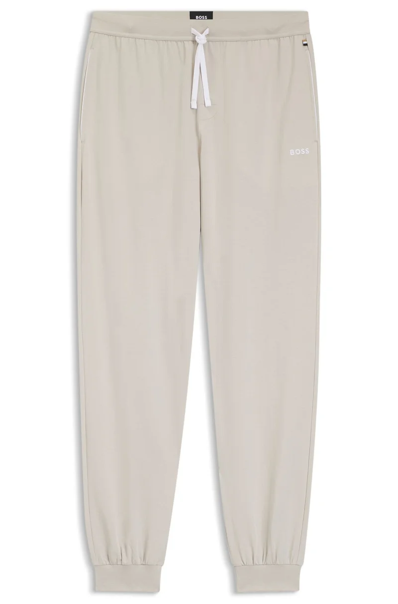 BOSS Open Grey Stretch-cotton tracksuit bottoms with embroidered logo for Men | Best Price UAE