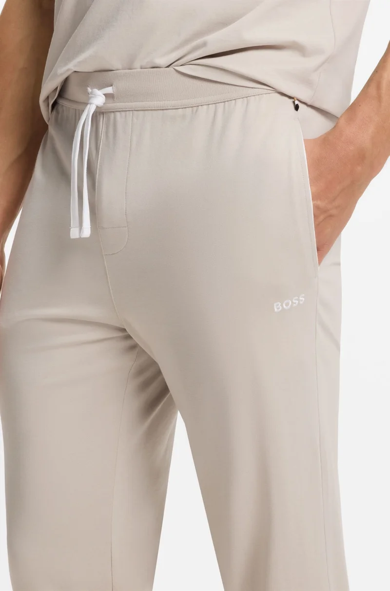 BOSS Open Grey Stretch-cotton tracksuit bottoms with embroidered logo for Men | Best Price UAE