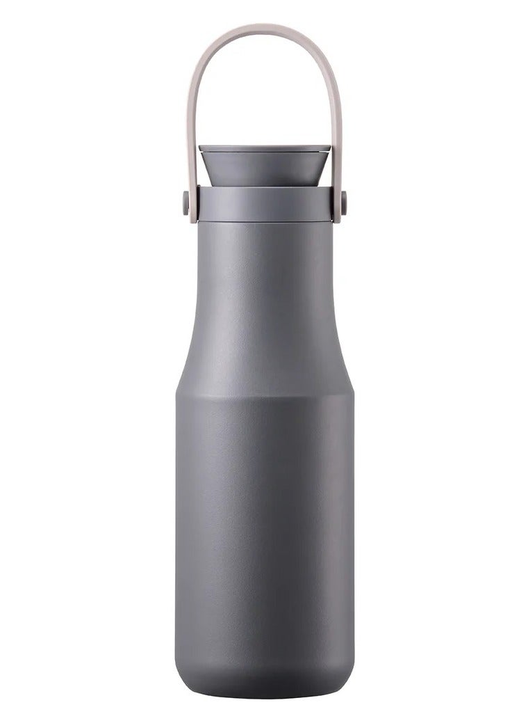LOCK & LOCK LocknLock Stainless Steel Metro Double Tumbler 470ml – Stylish Grey Travel Mug with Handy Strap - Image 2